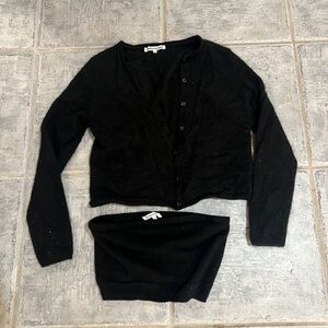 Reformation Cashmere Cardigan & Tube Top Set – Size Small – Black